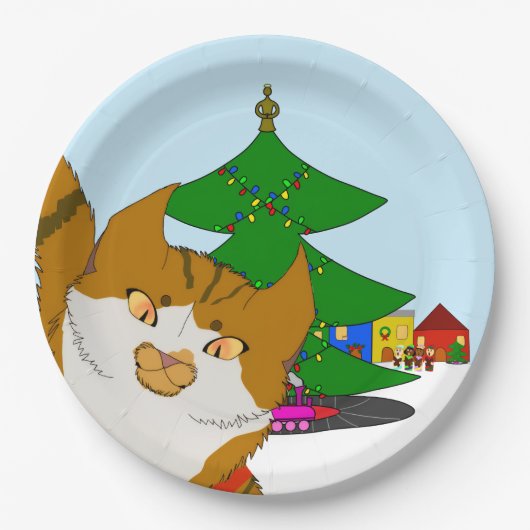 Jingle Claws Holiday Kids Party Paper Plate ペーパープレート (正面)