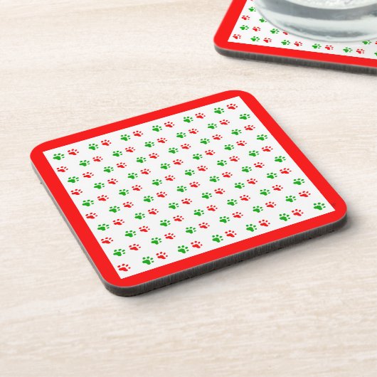 Jingle Claws Holiday Pawprint Coaster Set of 6 コースター (左側)
