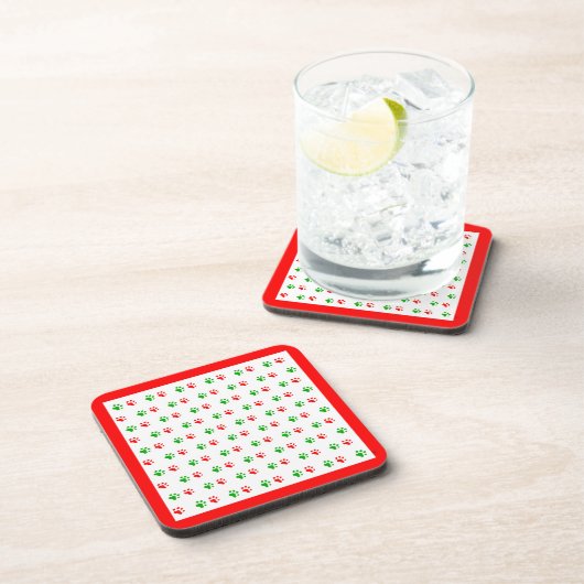 Jingle Claws Holiday Pawprint Coaster Set of 6 コースター (右側)