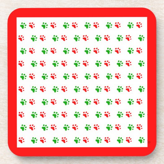 Jingle Claws Holiday Pawprint Coaster Set of 6 コースター (正面)