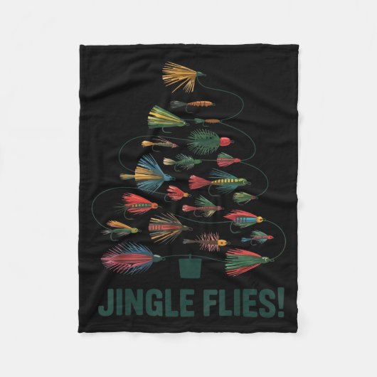 Jingle Flies Funny Fly Fishing Lure Christmas Paja フリースブランケット (正面)