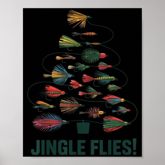 Jingle Flies Funny Fly Fishing Lure Christmas Paja ポスター (正面)