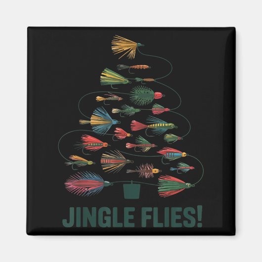 Jingle Flies Funny Fly Fishing Lure Christmas Paja マグネット (正面)