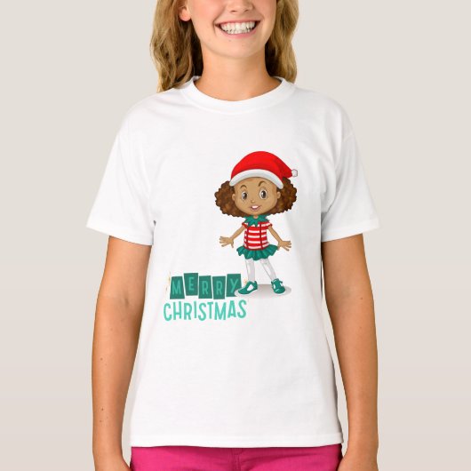 Jingle Joy：女の子のクリスマスTシャツアンサンブル Tシャツ (正面)