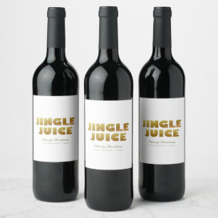 Jingle Juice   楽しいクリスマスの白とゴールド ワインラベル
