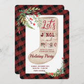 Jingle & mingleクリスマスストッキングホリデーパーティー 招待状 (正面/裏面)