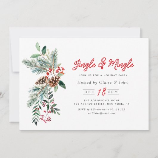 Jingle & Mingle冬の葉のクリスマスパーティー 招待状 (正面)
