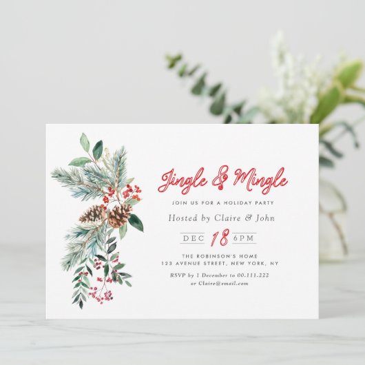 Jingle & Mingle冬の葉のクリスマスパーティー 招待状 (スタンド正面)