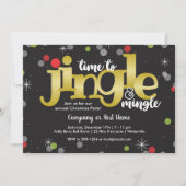 Jingle & Mingle金ゴールド赤と緑のクリスマスパーティー 招待状 (正面)