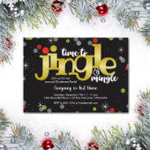 Jingle & Mingle金ゴールド赤と緑のクリスマスパーティー 招待状