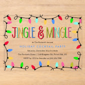 Jingle & Mingle | クリスマス ホリデー カクテルパーティー アクリル招待状 (正面)