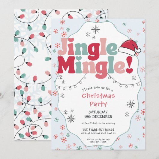 Jingle Mingle レトロクリスマスパーティー 招待状 (正面/裏面)
