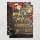 Jingle & Mingle 素朴金ゴールド書道パーティー 招待状 (正面/裏面)