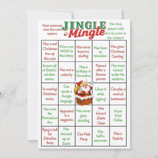Jingle & Mingle Christmas Bingo Game Card 招待状 (正面)