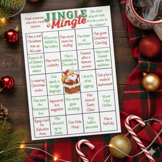 Jingle & Mingle Christmas Bingo Game Card 招待状