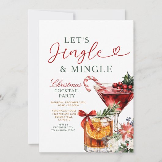 Jingle & Mingle Christmas Cocktail Holiday Party 招待状 (正面)