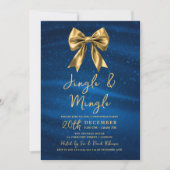 Jingle Mingle Christmas Gold Bow Silver Blue 招待状 (正面)