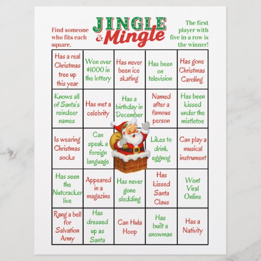 Jingle & Mingle Christmas Human Bingo Game Sheets チラシ (正面)