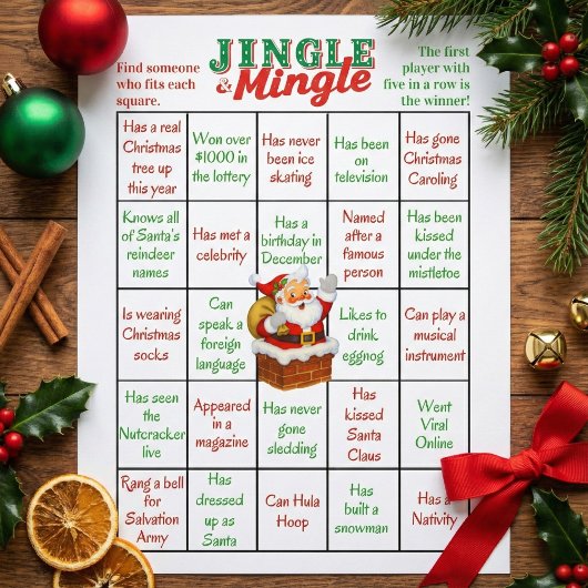 Jingle & Mingle Christmas Human Bingo Game Sheets チラシ