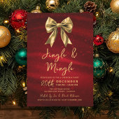 Jingle Mingle Christmas Party Gold Bow Silver Red 招待状