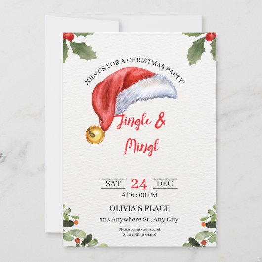 Jingle & Mingle Christmas Party Invitation  招待状 (正面)