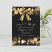 Jingle & Mingle Christmas Party Winter Gold Bow 招待状 (スタンド正面)