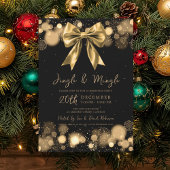 Jingle & Mingle Christmas Party Winter Gold Bow 招待状