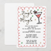 Jingle & Mingle Hand Drawn Christmas Holiday Party 招待状 (正面/裏面)