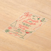 Jingle & Mingle | Holiday Cocktail Party アクリル招待状 (レイダウン)