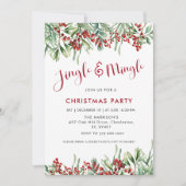 Jingle & Mingle Holiday Greenery Christmas Party 招待状 (正面)