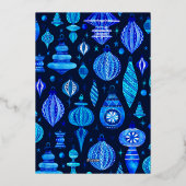 Jingle & Mingle Navyクリスマスバウブルウォーター色 箔招待状 (裏面)