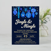 Jingle & Mingle Navyクリスマスバウブルウォーター色 箔招待状 (立ち正面)