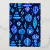 Jingle & Mingle Navyクリスマスバウブルウォーター色 箔招待状 (裏面)