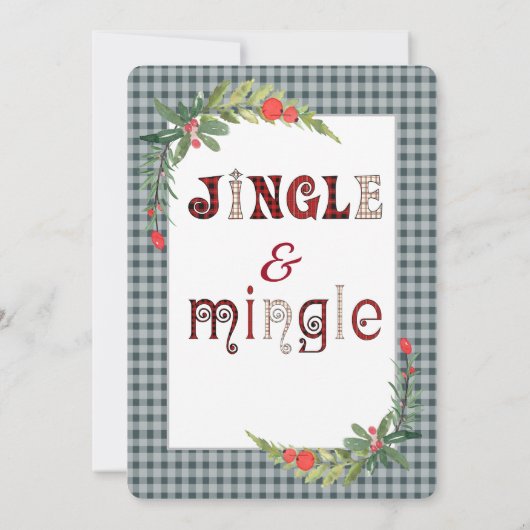 Jingle & mingle plaid holiday party 企業の 招待状 (裏面)