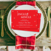 Jingle & Mingle Snowflakes Red Christmas Party 招待状