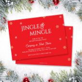 Jingle & Mingle Snowflakes Red Christmas Party 招待状