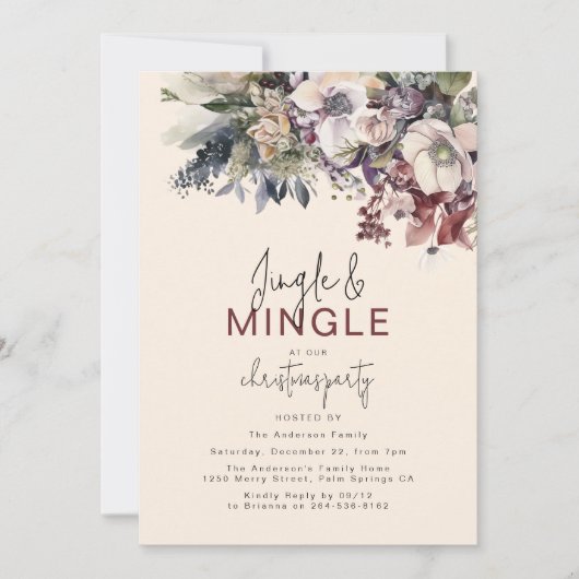 Jingle & Mingle Winter Floral Christmas Party 招待状 (正面)