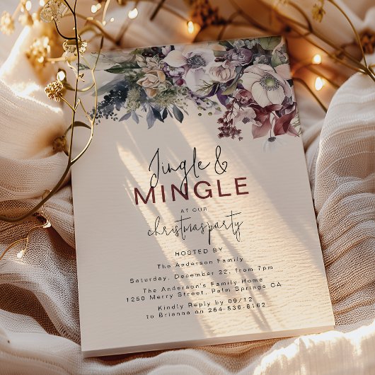 Jingle & Mingle Winter Floral Christmas Party 招待状