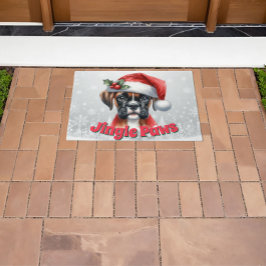 Jingle Paws and Boxer Dog Joy ドアマット
