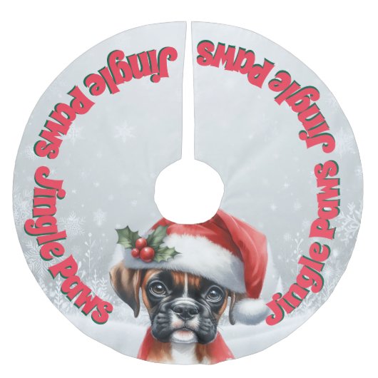 Jingle Paws and Boxer Dog Joy  ブラッシュドポリエステルツリースカート (正面)