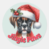 Jingle Paws and Boxer Dog Joy ラウンドシール (正面)