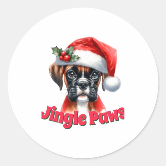 Jingle Paws And Boxer Dog Joy ラウンドシール (正面)