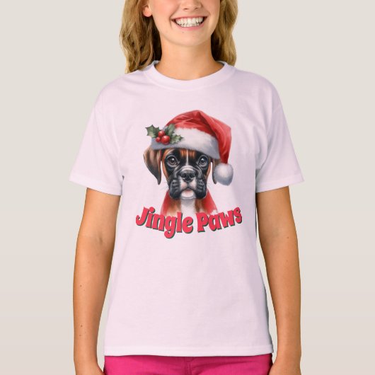 Jingle Paws and Boxer Dog Joy Tシャツ (正面)