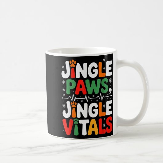 Jingle Paws Jingle Vitals Funny Vet Nurse Xmas コーヒーマグカップ (右)