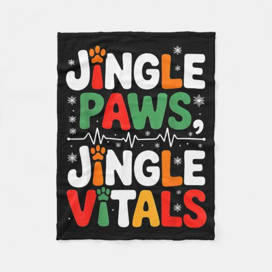Jingle Paws Jingle Vitals Funny Vet Nurse Xmas フリースブランケット (正面)