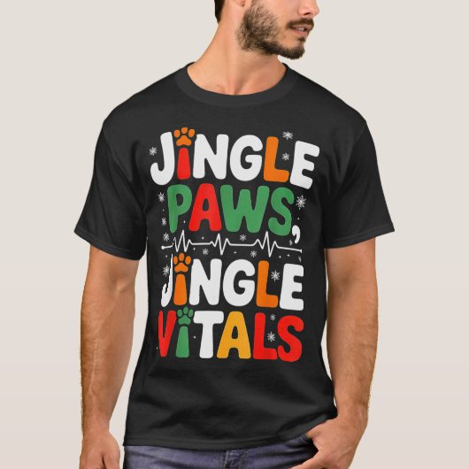Jingle Paws Jingle Vitals Funny Vet Nurse Xmas  Tシャツ (正面)