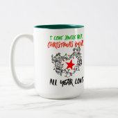 Jingle Rockクリスマスミュージックが大好き ツートーンマグカップ (左)