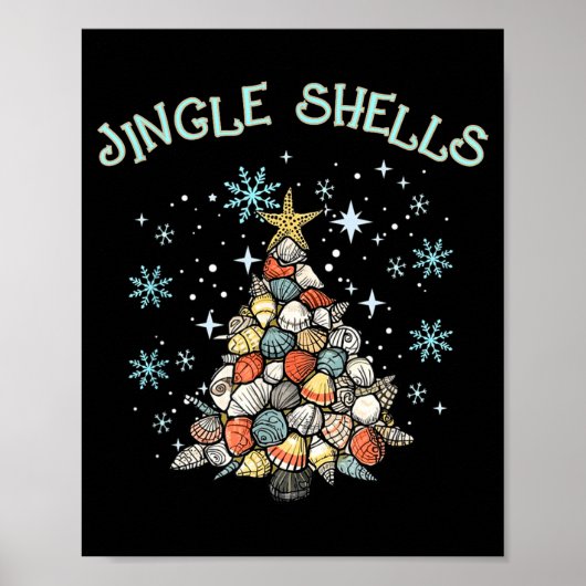 Jingle Shells Christmas Tree Snowflakes Celebratio ポスター (正面)