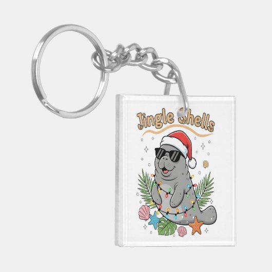 Jingle Shells Tropical Santa Manatee Christmas キーホルダー (正面左)