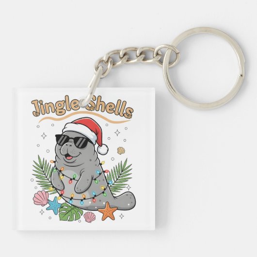 Jingle Shells Tropical Santa Manatee Christmas キーホルダー (裏面)